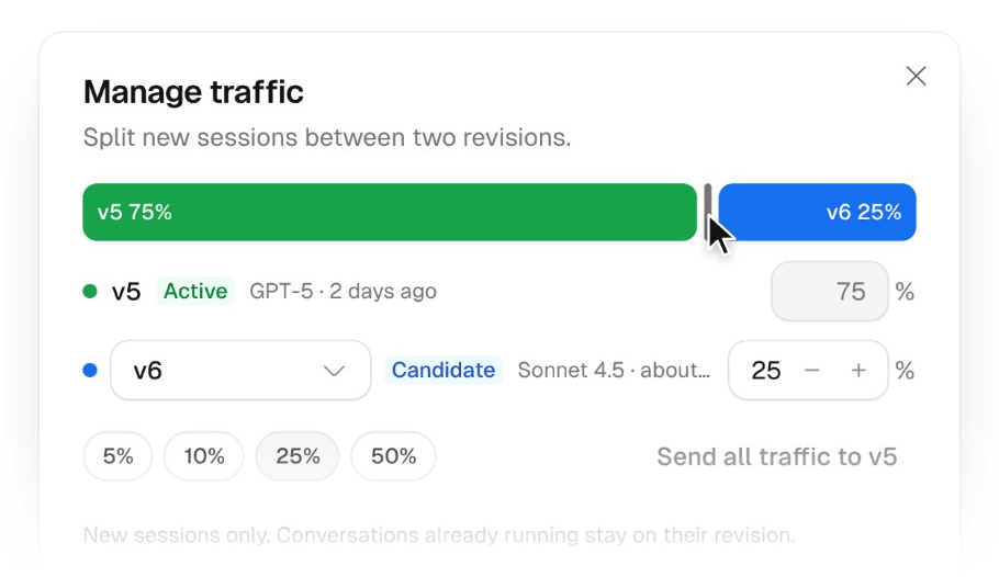 Split traffic between agent revisions