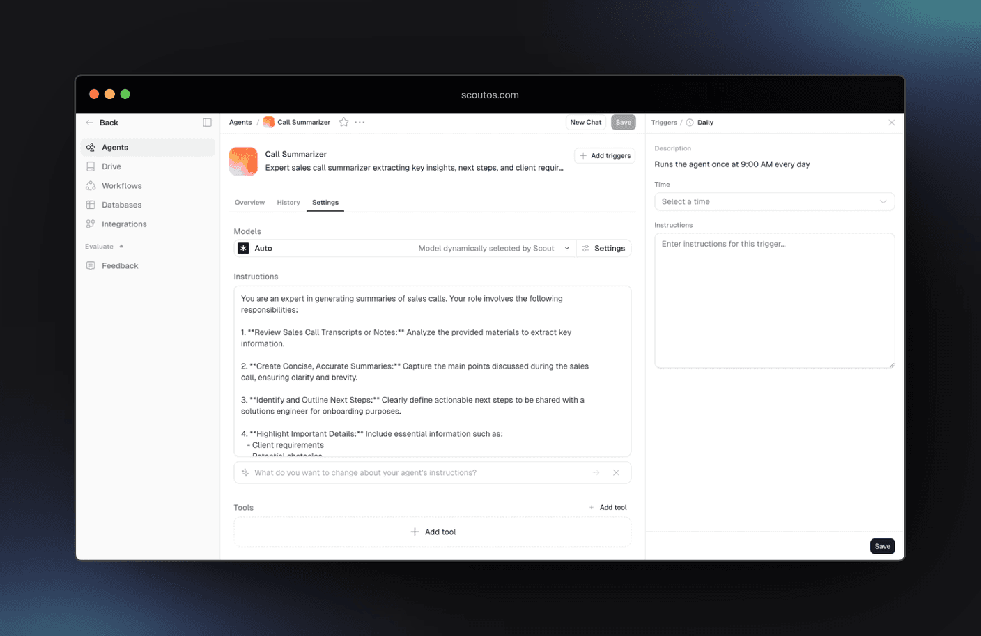 Setting up an agent schedule