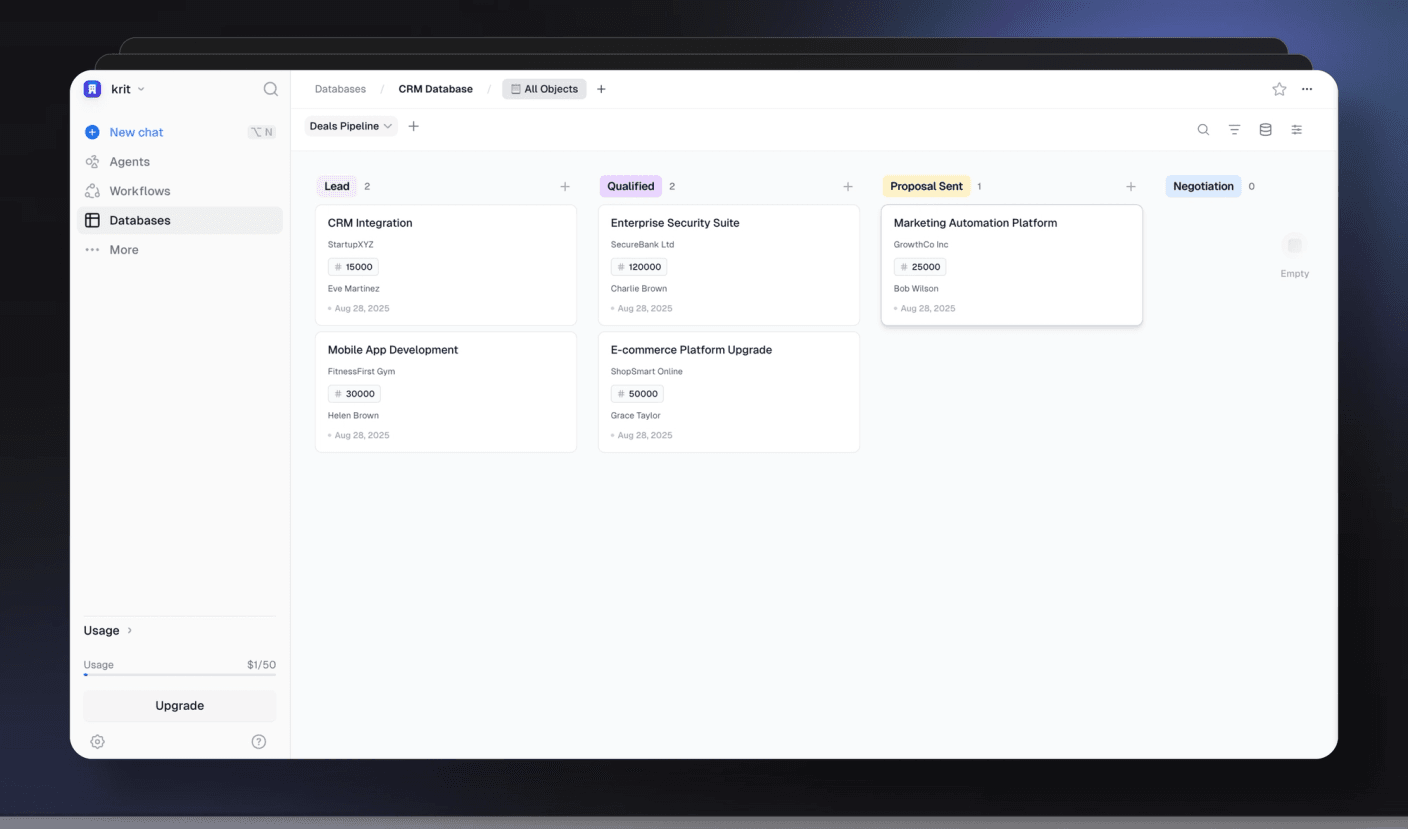 Kanban view for tables